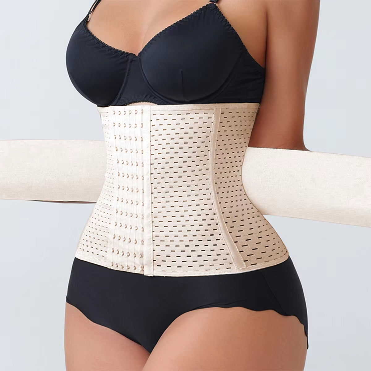New Adjustable Waist Trainer for Women Double Belts Neoprene Corset with Zipper Workout Cincher for Tummy Control & Back Support